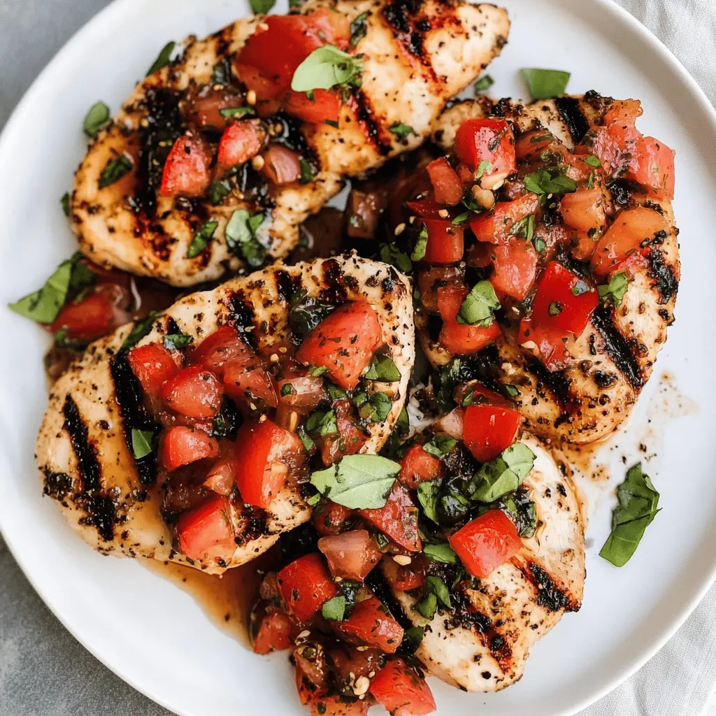 Looking for a quick yet delicious dinner? This 30-minute Grilled Bruschetta Chicken is your answer! Juicy chicken breasts are topped with fresh tomatoes, basil, and a drizzle of balsamic glaze for a burst of flavor. Perfect for weeknight meals or summer gatherings! Don't forget to save this recipe for an easy and tasty dinner option!