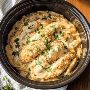 Looking for an easy weeknight meal? This 4 Ingredient Crockpot Garlic Parm Chicken is your answer! With tender chicken cooked to perfection in a creamy garlic parmesan sauce, it’s a delightful dinner option. Perfect for busy evenings or when you want something comforting without the fuss. Save this recipe for your next family dinner!