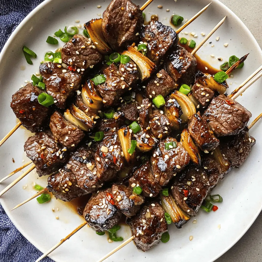 Fire up the grill with these Asian Garlic Steak Skewers! Tender beef marinated in a zesty garlic soy sauce delivers a burst of flavor with every bite. Perfect for summer barbecues or a weeknight dinner, these skewers are quick to prepare and always a hit. Save this recipe for an easy, delicious meal that everyone will love!