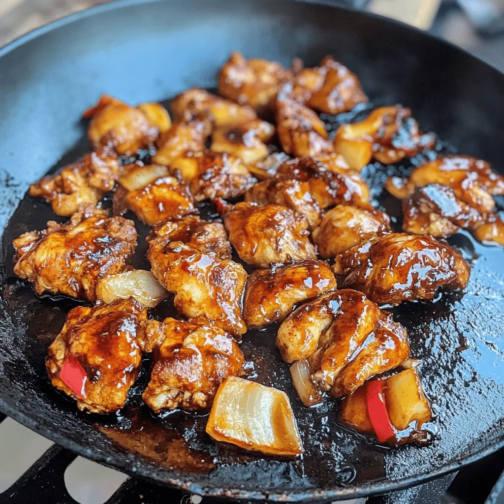 Looking for a quick and tasty dinner? This Blackstone Bourbon Chicken recipe is perfect! Juicy, marinated chicken breast cooked to perfection on the griddle and coated in a flavorful bourbon glaze that everyone will love. Serve it over rice or with veggies for a complete meal. Save this recipe for your next family night or barbecue gathering!