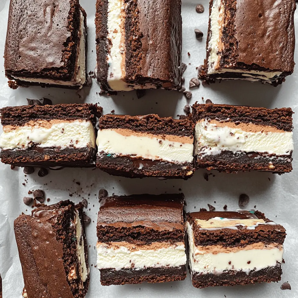 Treat yourself to a delicious twist on a classic favorite with these Brownie Ice Cream Sandwiches! Featuring rich, fudgy brownies paired perfectly with creamy ice cream, this dessert is a fantastic way to cool down on warm days or to celebrate any occasion. Save this recipe to impress your family and friends at your next gathering!