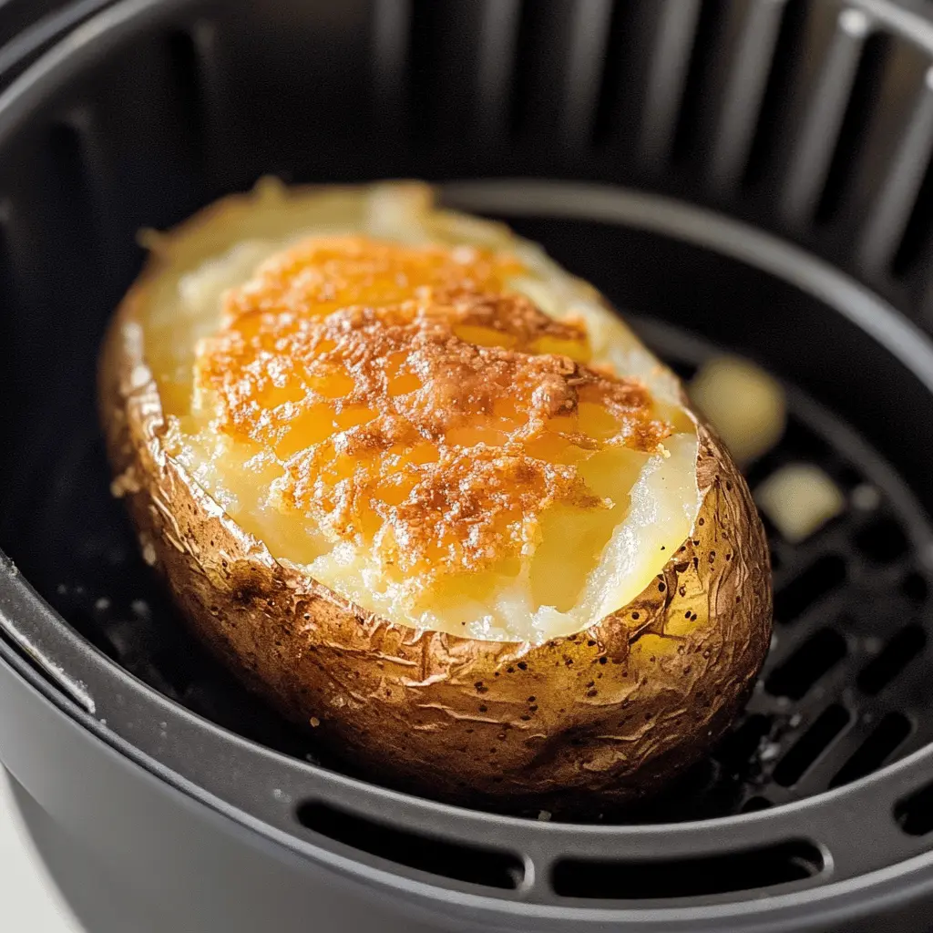 Transform your meal with this Crispy Air Fryer Baked Potato! Perfectly crispy on the outside and fluffy on the inside, it's a simple and delicious side dish. Using just a few ingredients, you'll enjoy a satisfying potato topped with your favorite options. Save this recipe for your next family dinner or game night—you won't regret it!