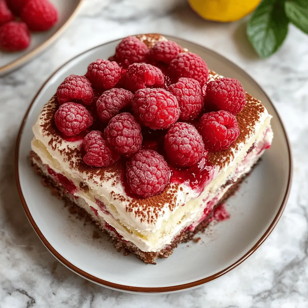 Treat yourself to a delightful twist on a classic dessert with this Fresh Raspberry Tiramisu! Layered with creamy mascarpone and tangy raspberries, it's a perfect balance of sweetness and tartness. Ideal for gatherings or a special evening treat. Save this recipe for a memorable dessert experience that friends and family will love!