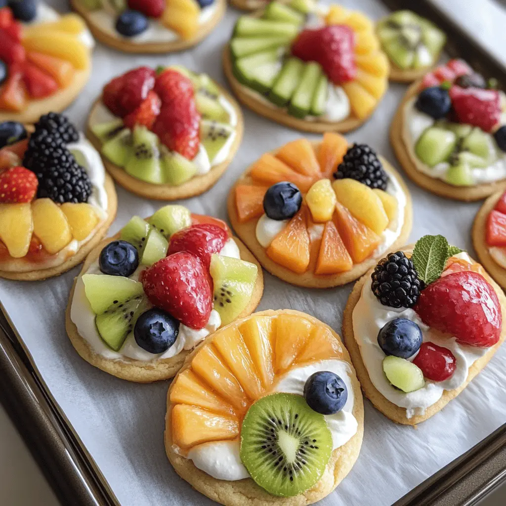 These colorful Fruit Pizza Cookies are perfect for summer gatherings! With a buttery cookie base, a creamy frosting, and a vibrant array of fresh fruits, they make a delightful treat for kids and adults alike. Save this recipe for your next picnic, birthday party, or family gathering and enjoy a fresh take on dessert!