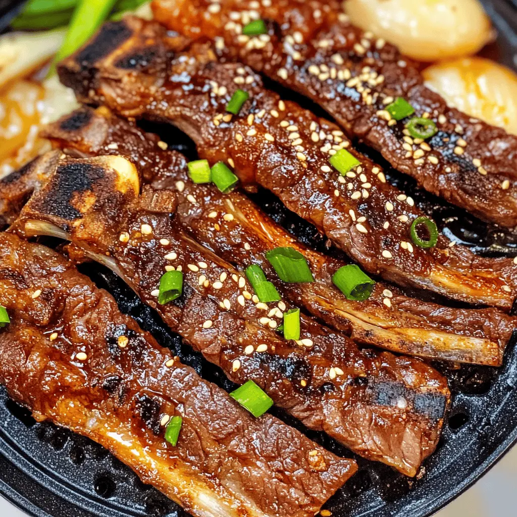 These Korean Grilled Flanken Ribs, or Galbi, are packed with a deliciously sweet and savory flavor that transforms any meal into a feast! Marinated in a perfect blend of soy sauce, garlic, and sesame, these tender ribs are ideal for BBQs, family gatherings, or a tasty weeknight dinner. Save this recipe to impress your friends and family at your next gathering!