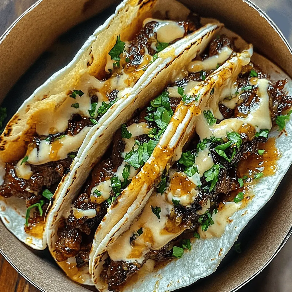 These Garlic Butter Honey BBQ Beef Tacos will transform your taco night! Juicy beef, sautéed in a sweet and savory garlic butter honey BBQ sauce, delivers a mouthwatering flavor in every bite. Perfect for family dinners or weekend gatherings. Save this recipe for a fun and delicious meal that everyone will love!