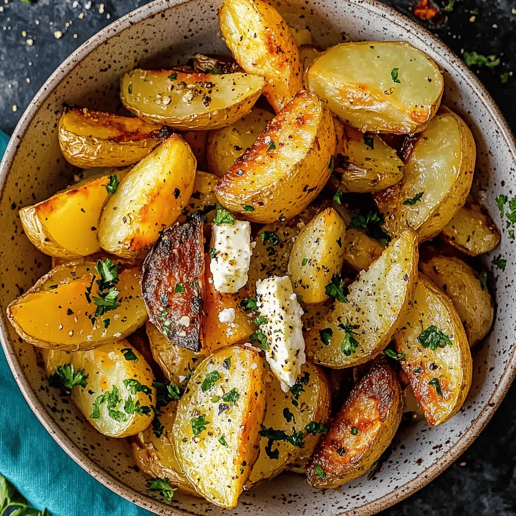 Transform your dinner with these Greek Roasted Potatoes! Flavored with garlic, lemon, and oregano, they are crispy on the outside and tender on the inside. Perfect as a side dish for grilled meats or as a tasty addition to salads. Save this recipe to impress your family and friends at your next gathering!