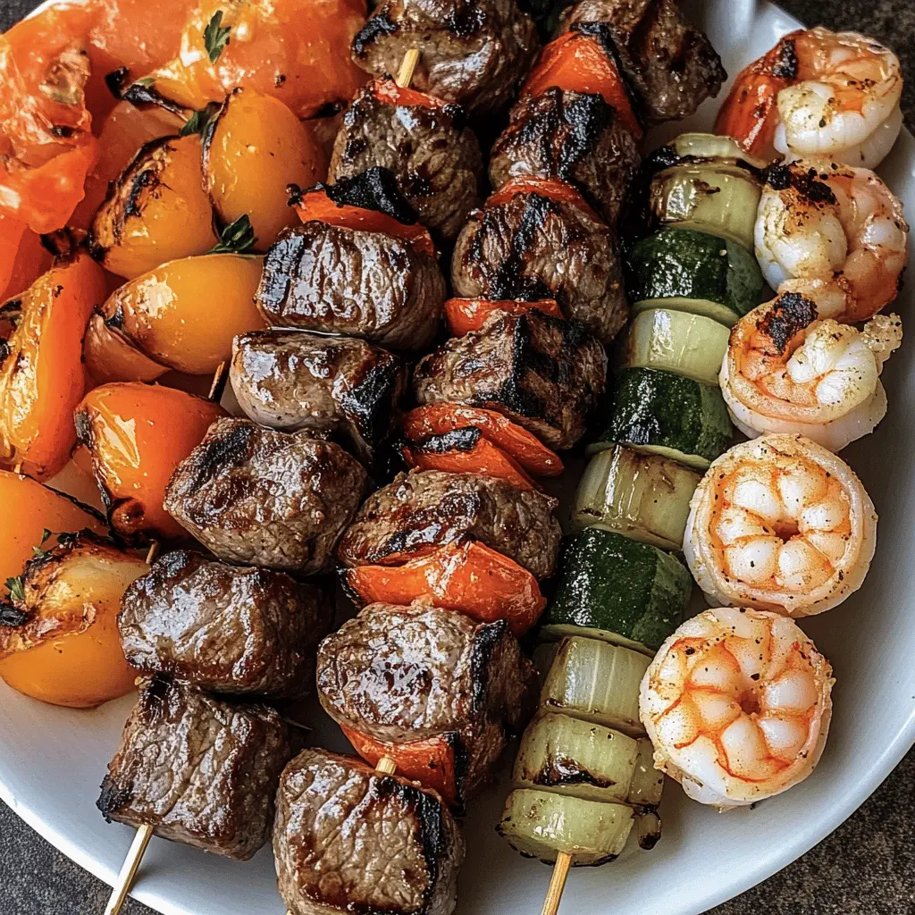 Fire up the grill for these flavorful grilled steak and shrimp kabobs! Perfectly marinated with a zesty blend of spices, each bite offers a delicious mix of tender beef and juicy shrimp. Ideal for summer barbecues, family gatherings, or a cozy dinner at home. Save this recipe and make your next meal unforgettable!