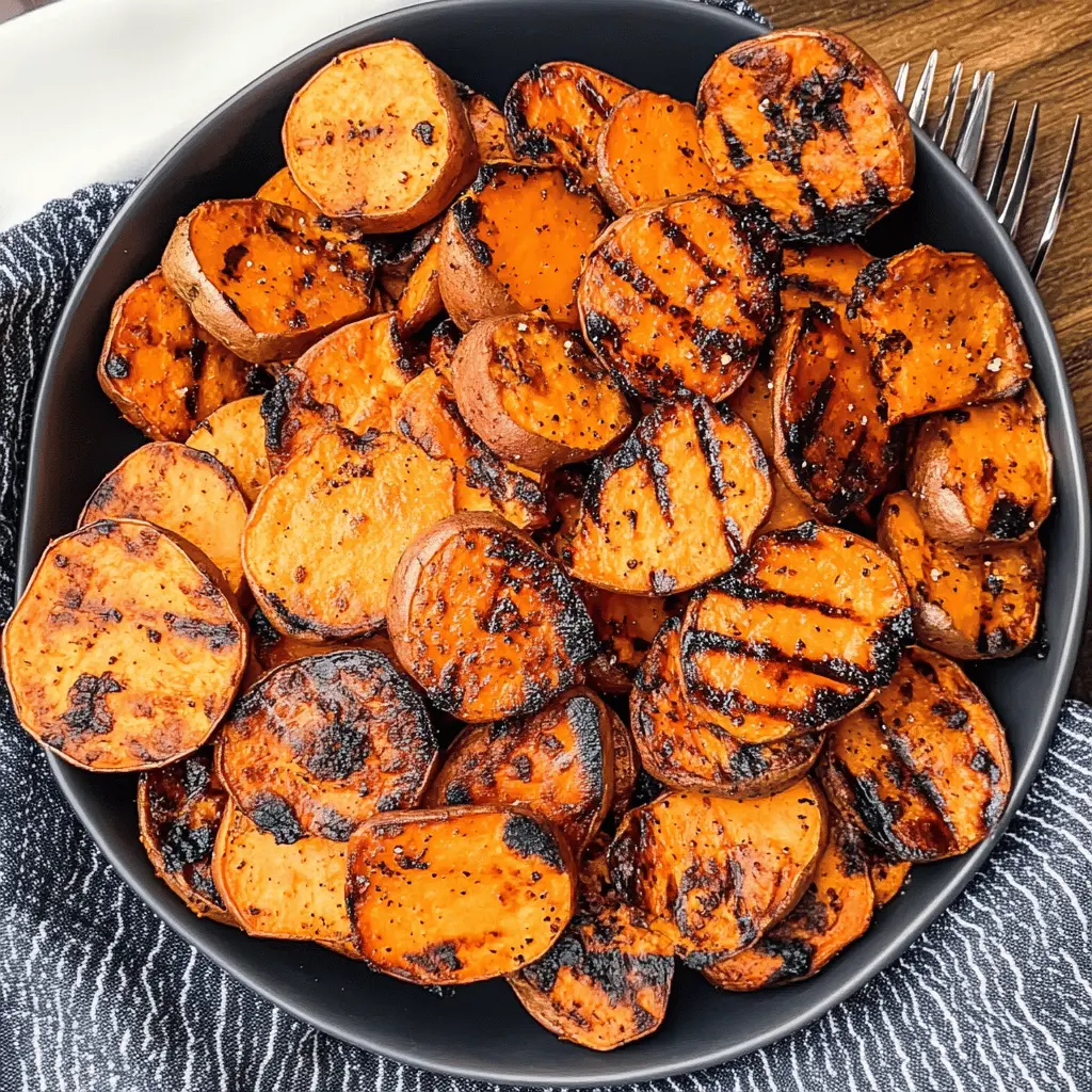 These Grilled Sweet Potatoes are a perfect side dish with a smoky flavor that enhances their natural sweetness. Easy to prepare, they are a great addition to barbecues or weeknight dinners. Slice, season, and grill for a delicious and healthy treat! Save this recipe to make sweet potatoes that will impress everyone!