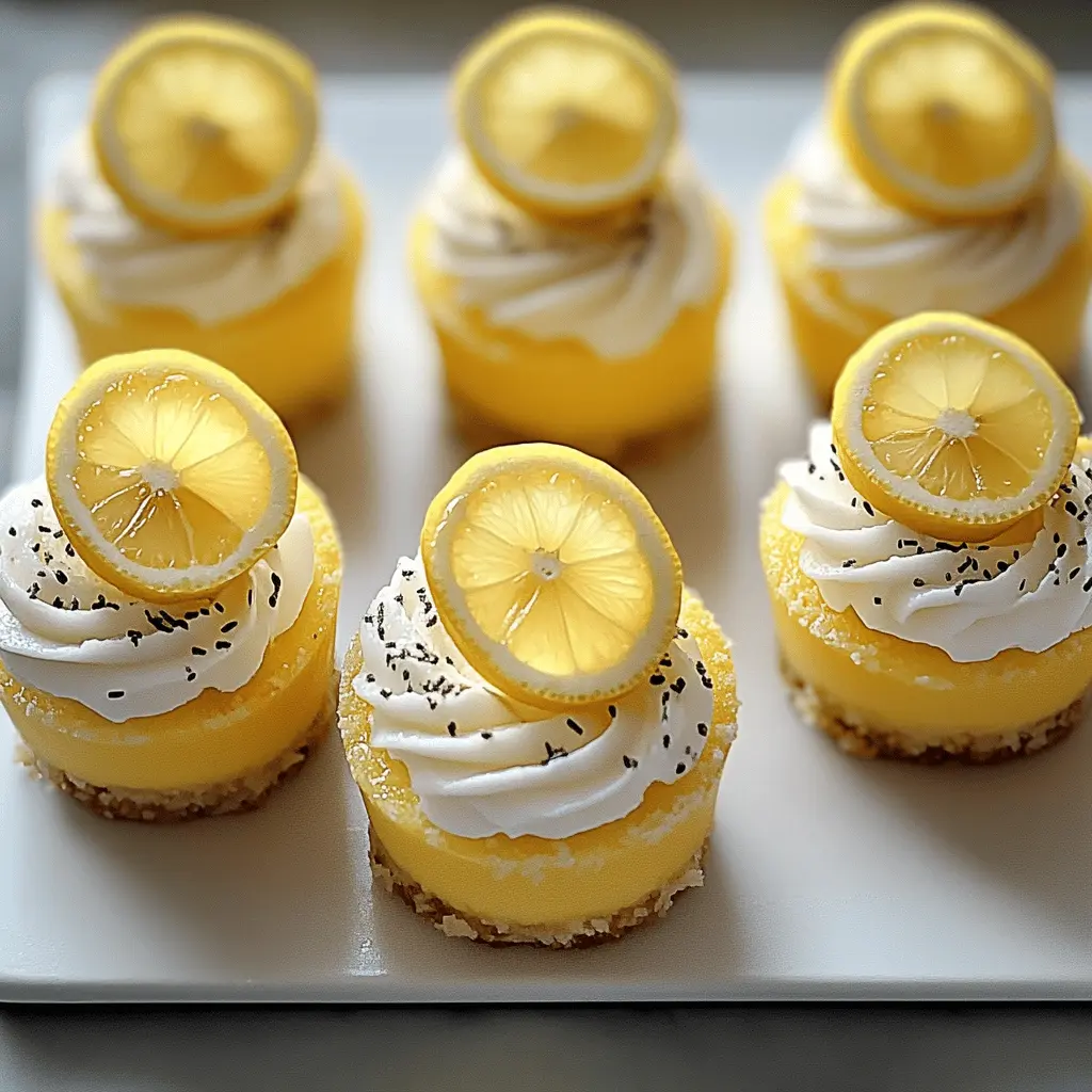 These Mini Lemon Cheesecakes are the perfect balance of creamy and zesty! Made with fresh lemon juice and a buttery graham cracker crust, they are ideal for any celebration or just a sweet treat. Quick to prepare and delightful to eat, these bite-sized desserts will brighten your day. Save this recipe for your next gathering or just a cozy night in!