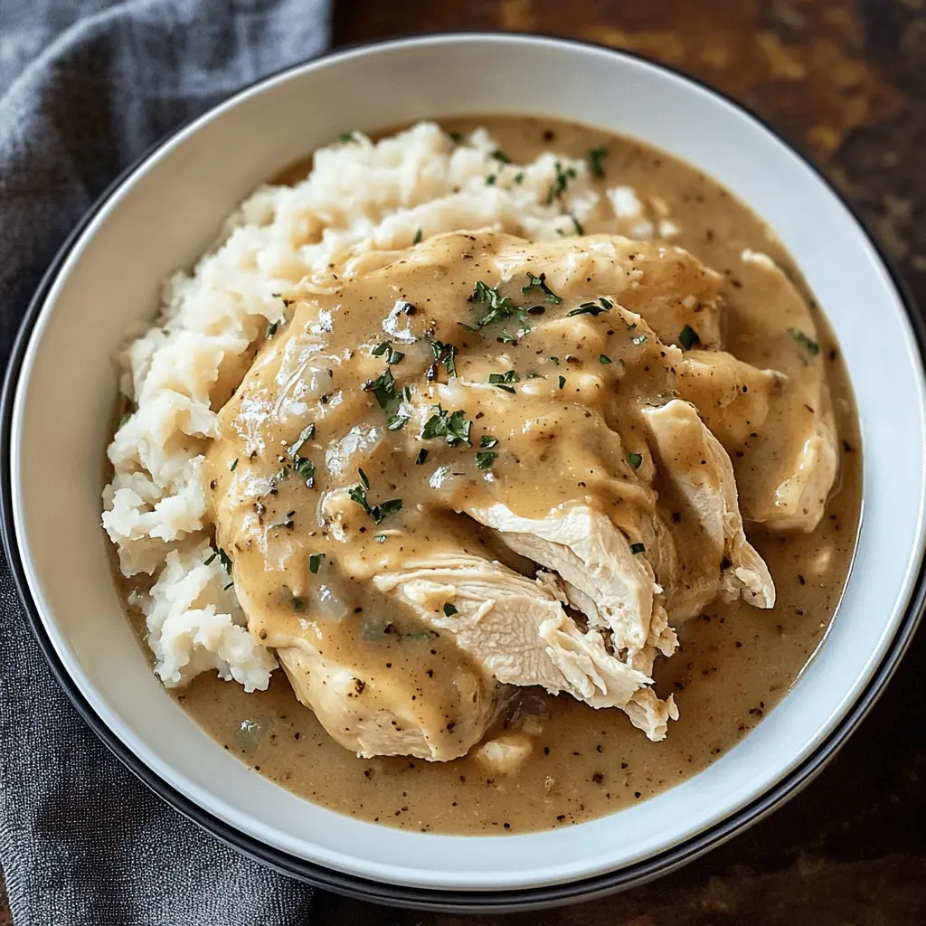 Tender slow-cooked chicken smothered in rich gravy makes this dish a family favorite. With just a few simple ingredients, you can whip up a comforting meal easily. Perfect for busy weeknights or Sunday dinners, this chicken and gravy recipe is sure to impress. Save it now to have on hand for your next cozy gathering!