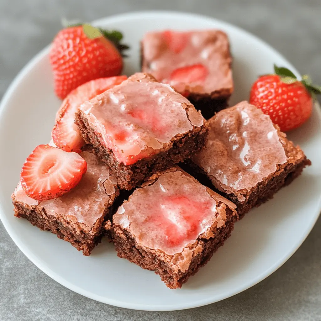 These Strawberry Brownies combine rich chocolate flavor with fresh strawberries for a delightful twist! Perfect for parties or a sweet treat at home, this easy recipe is sure to impress. Each bite brings a burst of fruity sweetness alongside fudgy goodness. Save this pin to enjoy a delicious dessert that's sure to please everyone!