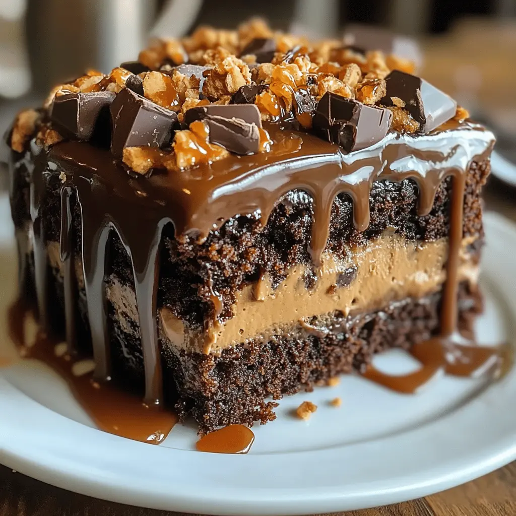 Easy Chocolate Caramel Toffee Crunch Cake Recipe