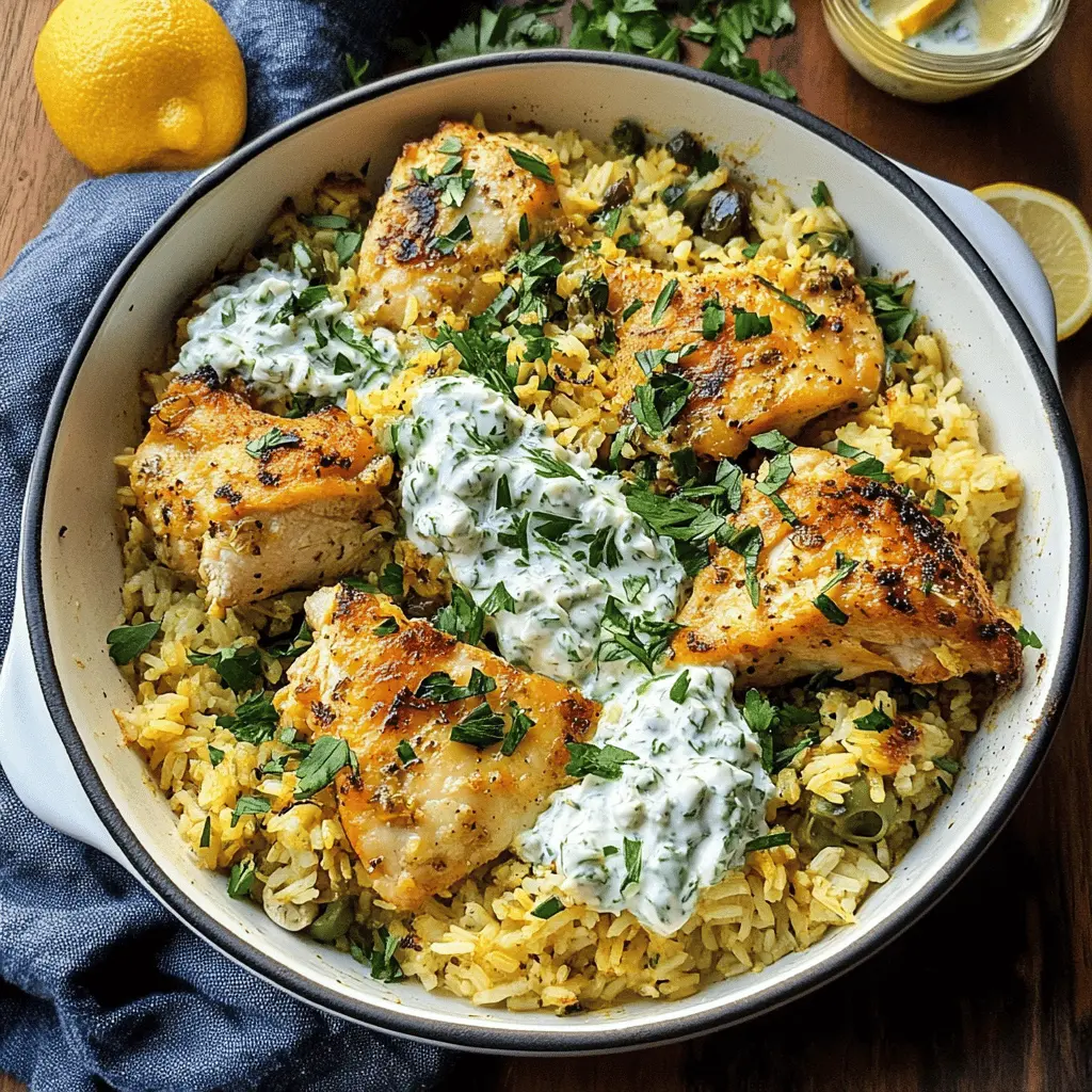 Easy Dump and Bake Chicken with Tzatziki Rice