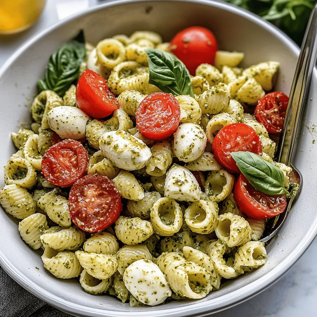 Light and Creamy Pesto Caprese Pasta Salad Recipe