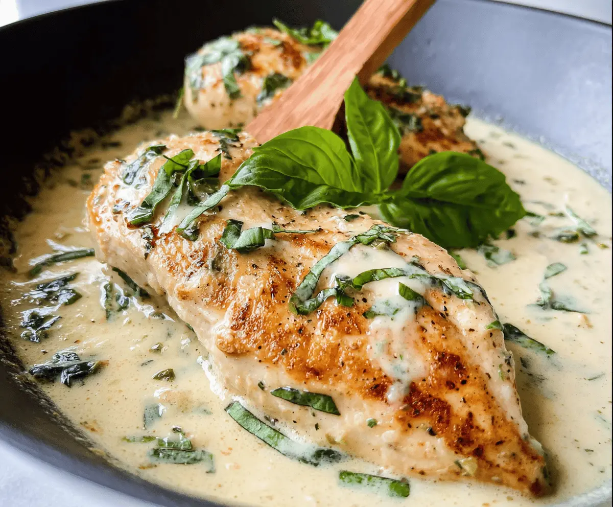 Easy Creamy Basil Chicken Breasts Recipe