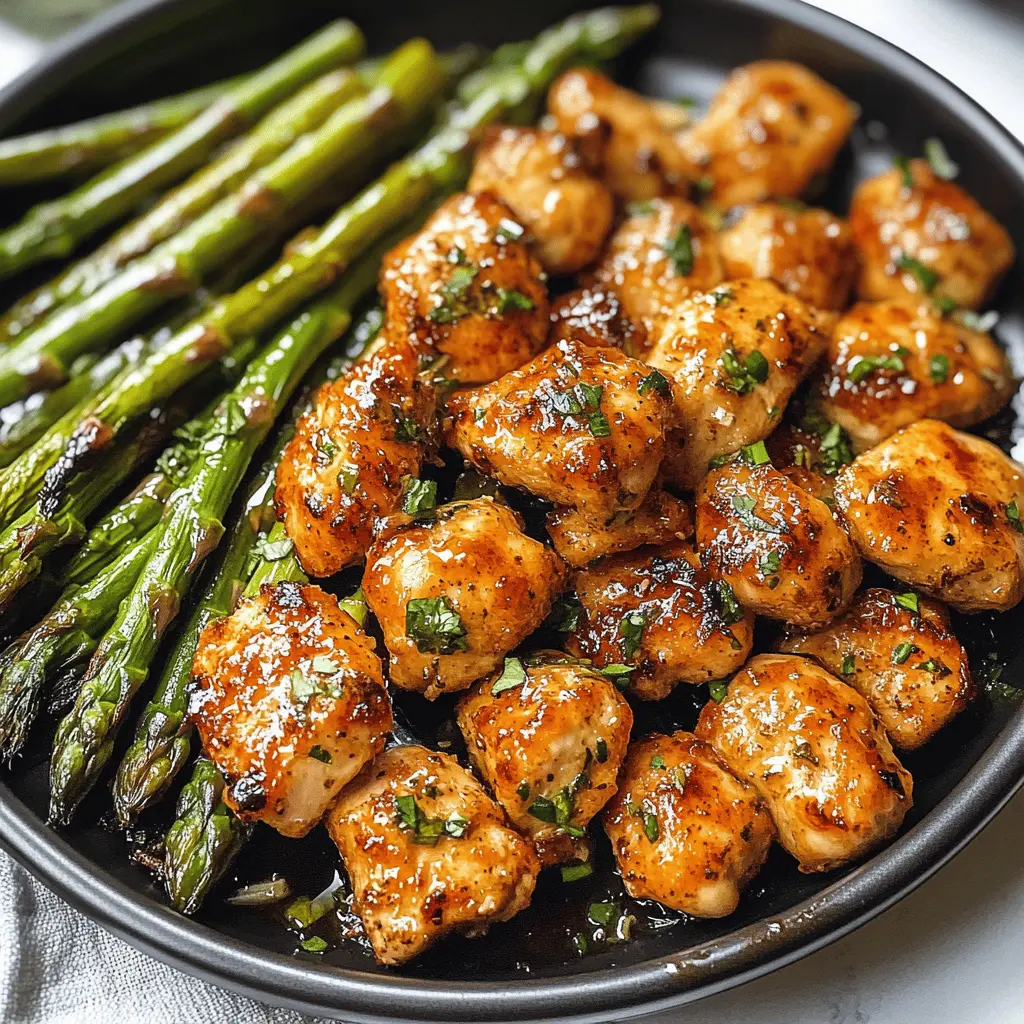 Easy Garlic Butter Chicken Bites with Asparagus