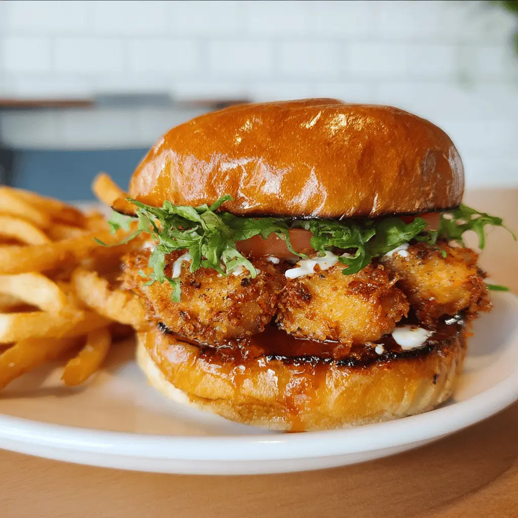 Easy Crispy Fried Shrimp Burger Recipe