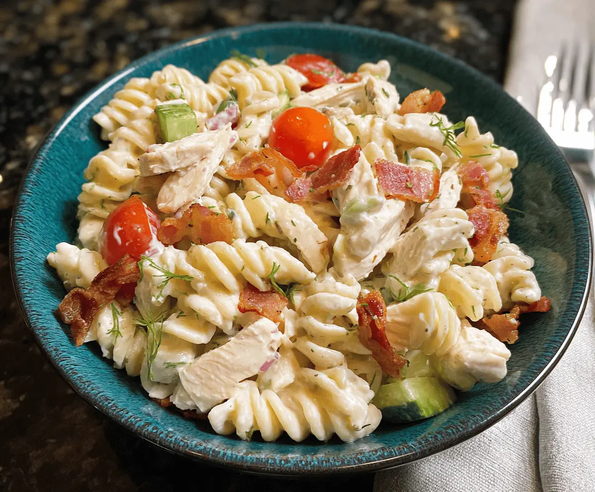 Easy Chicken Bacon Ranch Pasta Salad Recipe