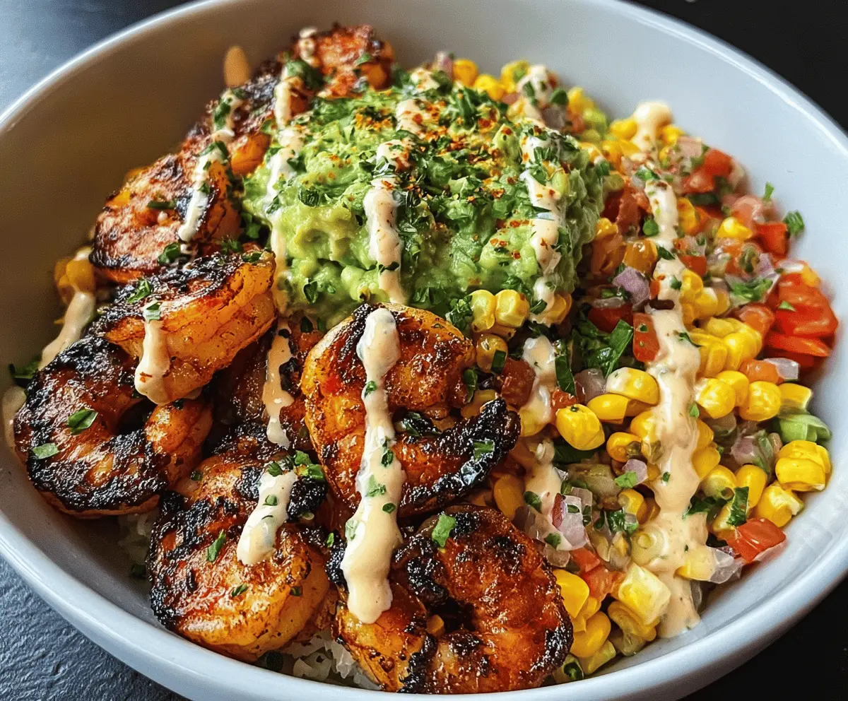 Easy Grilled Shrimp Bowl with Creamy Avocado Corn Salsa