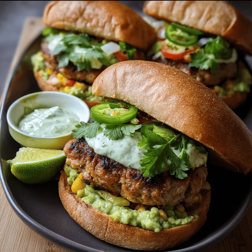 Easy Honey Jalapeño Turkey Burgers with Creamy Avocado Sauce