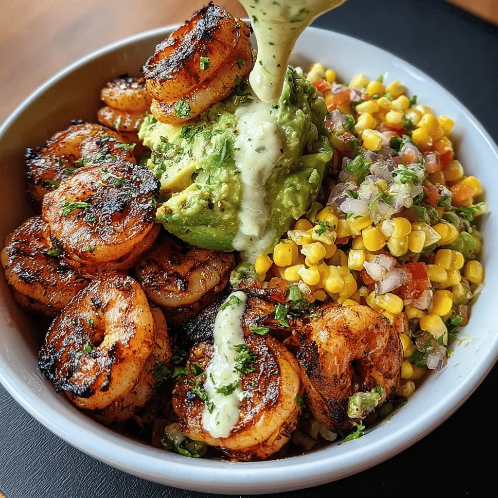 Healthy Grilled Shrimp Bowl with Avocado and Corn Salsa