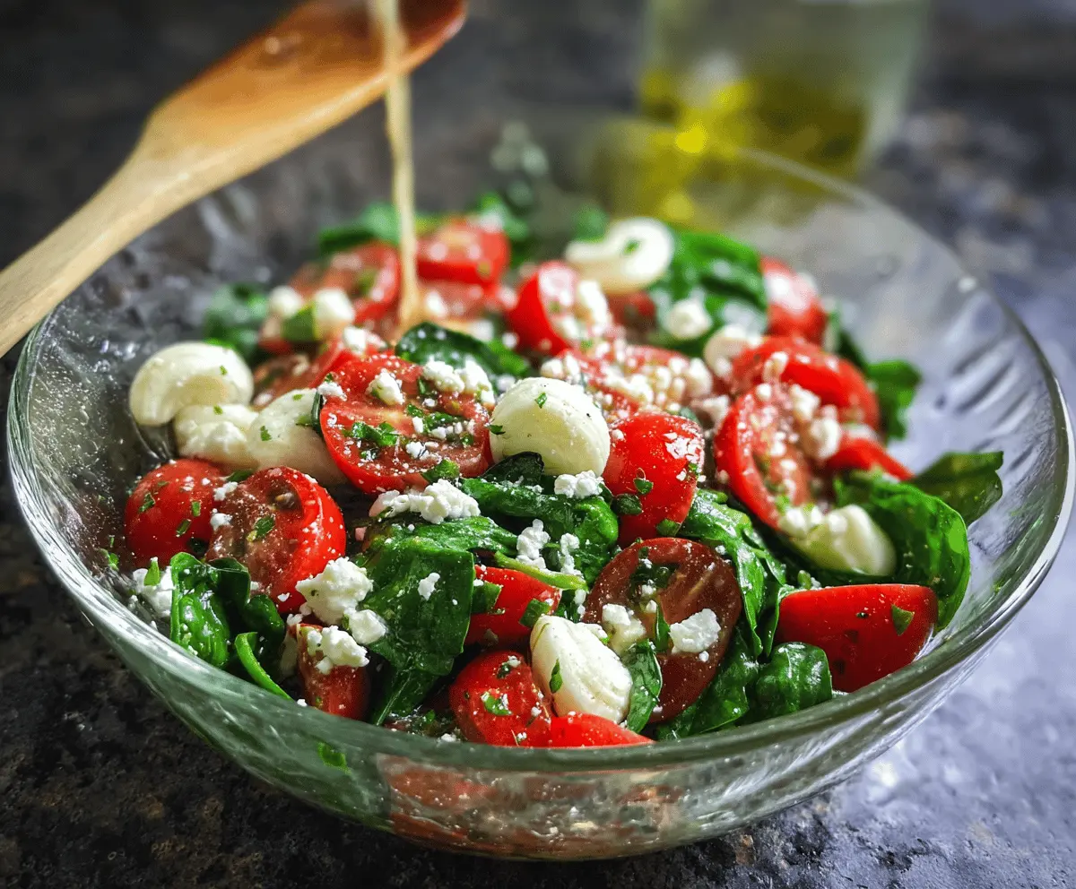 Fresh Spinach Tomato Salad with Feta Cheese