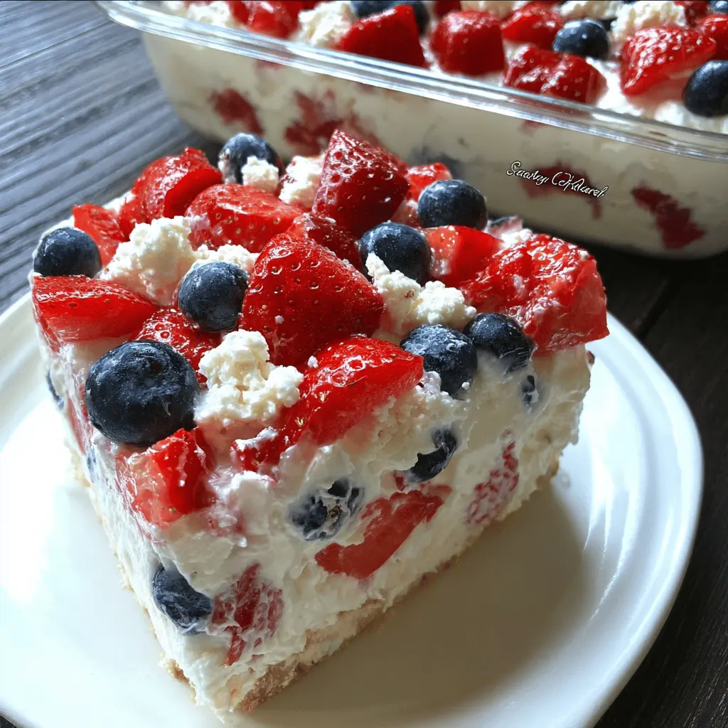 Easy Red White and Blue Cheesecake Salad Recipe