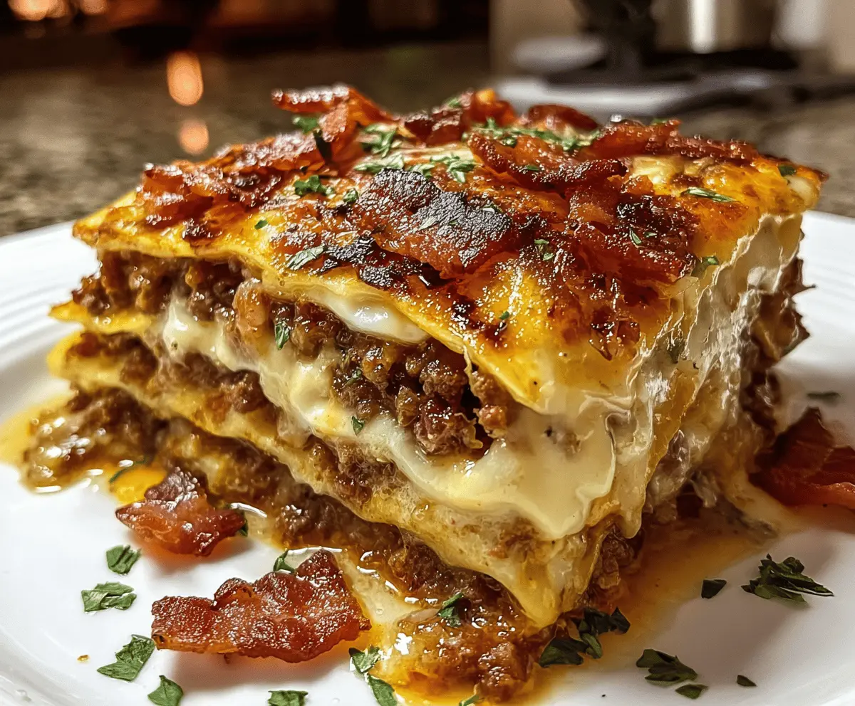 Cheesy Parmesan Garlic Bacon Cheeseburger Lasagna