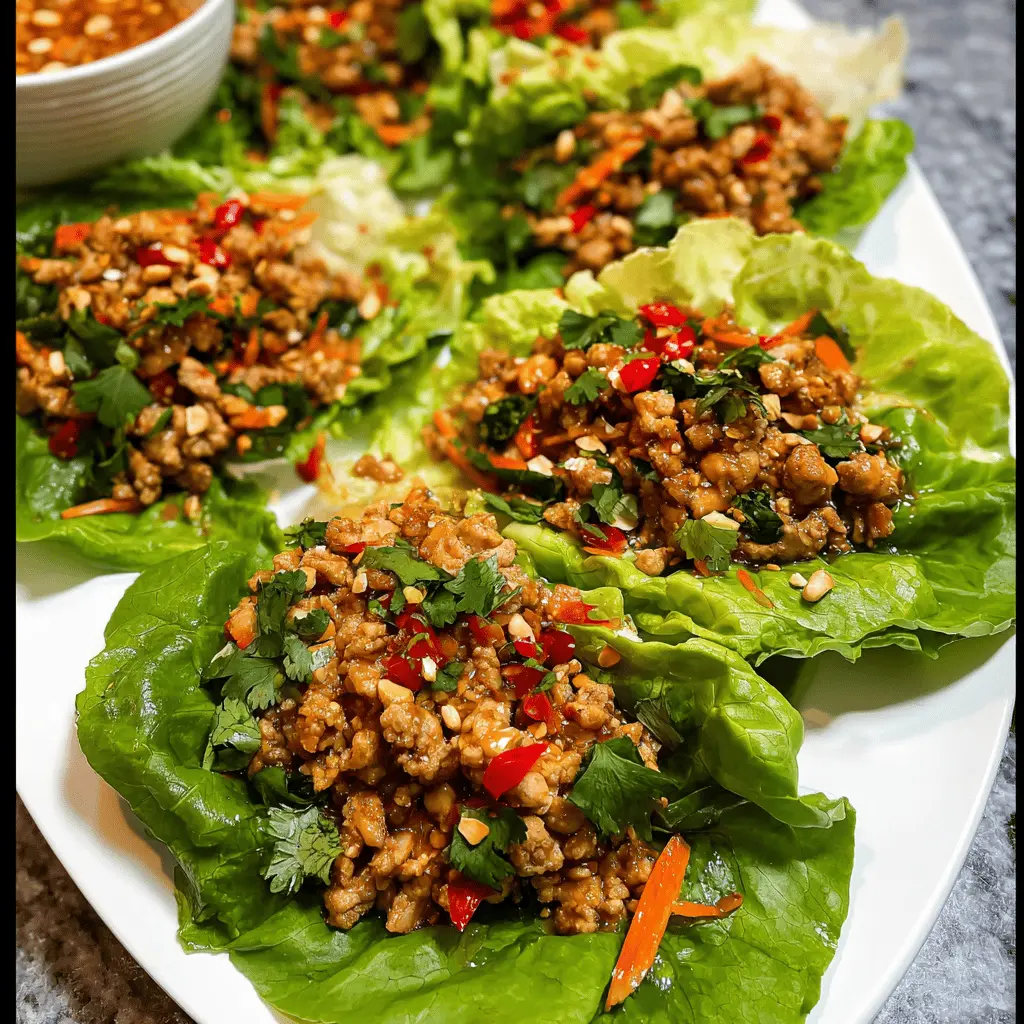 Healthy Thai Chicken Lettuce Wraps Recipe