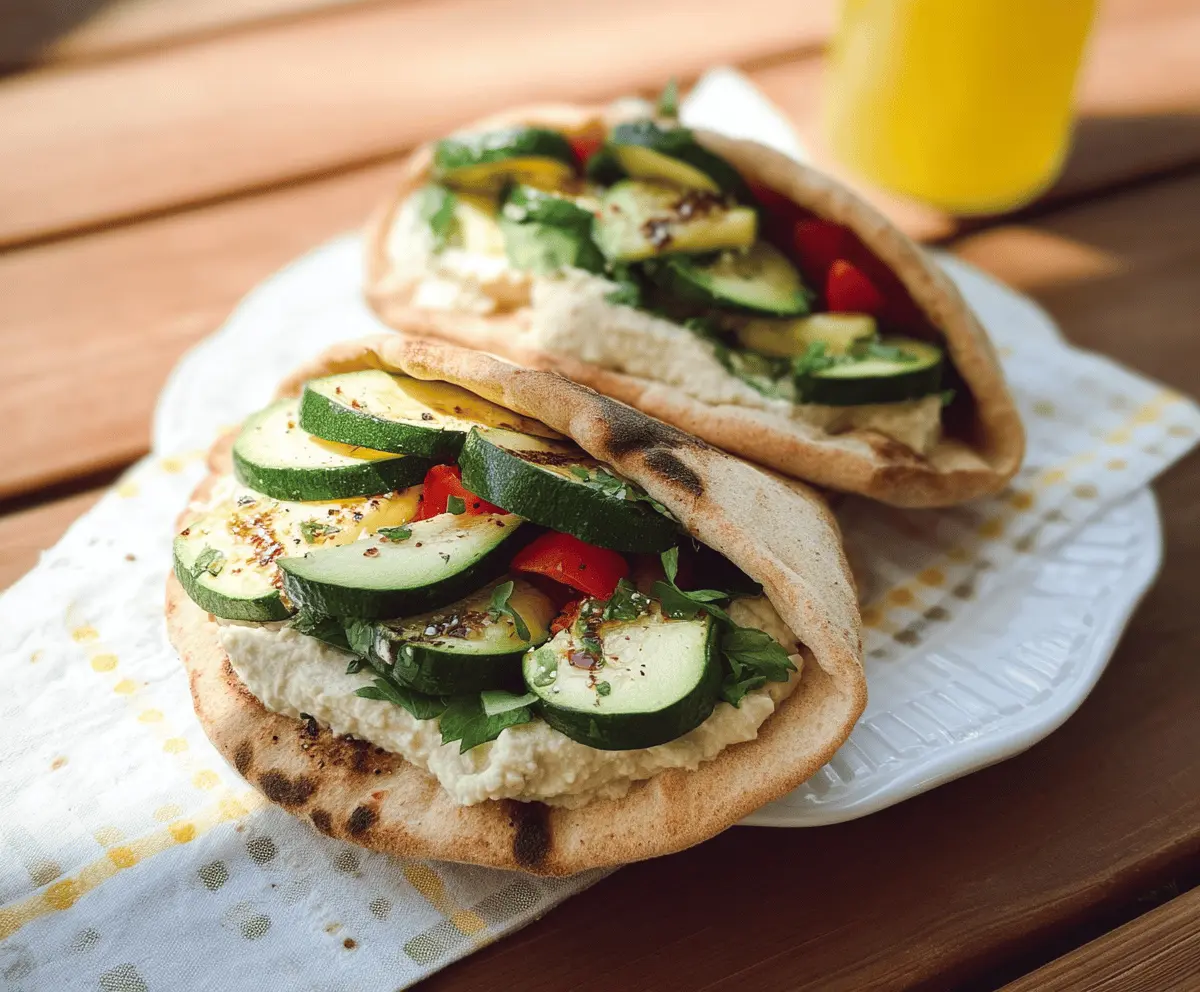 Easy Zucchini and Hummus Pita Sandwich Recipe