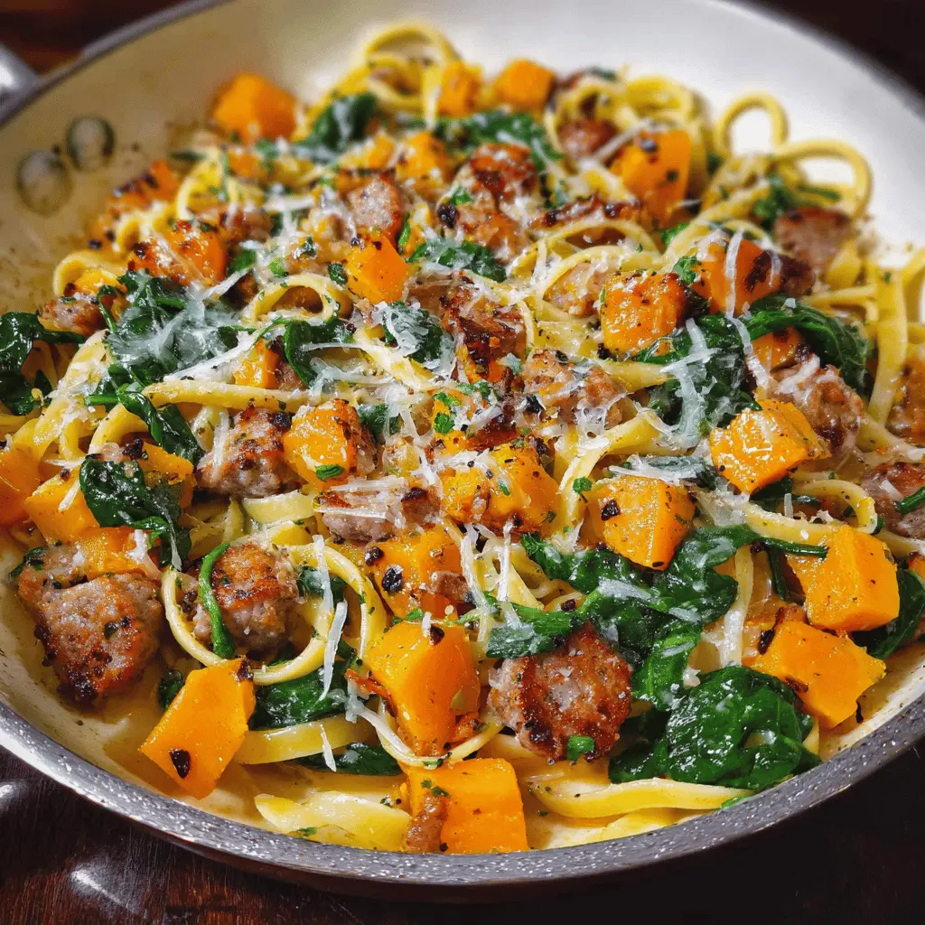 Creamy Butternut Squash Pasta With Sausage And Spinach