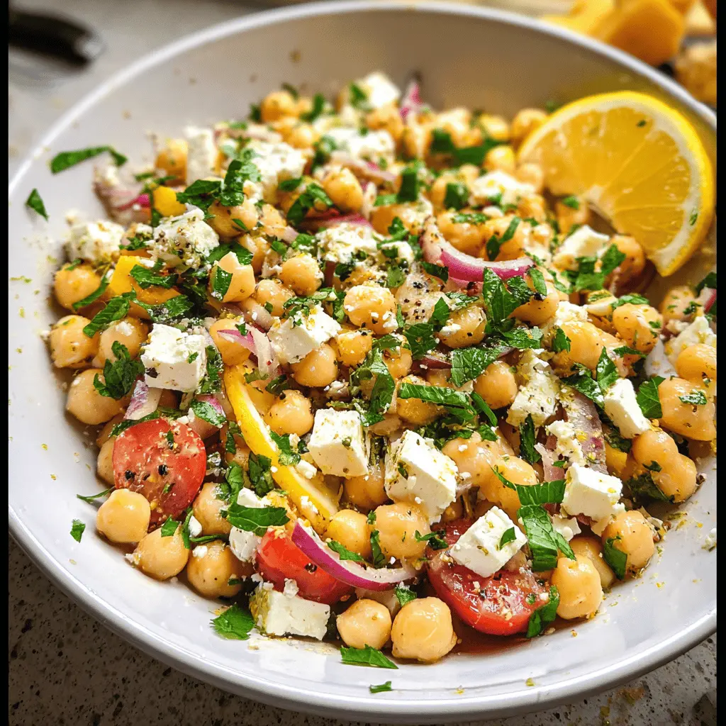 Easy Lemony Chickpea Feta Salad Recipe