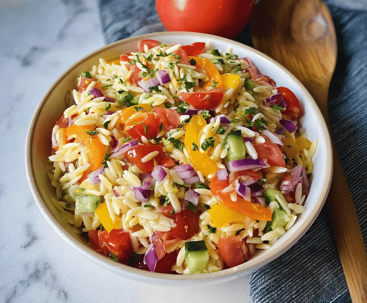 Easy Rainbow Orzo Salad With Fresh Veggies