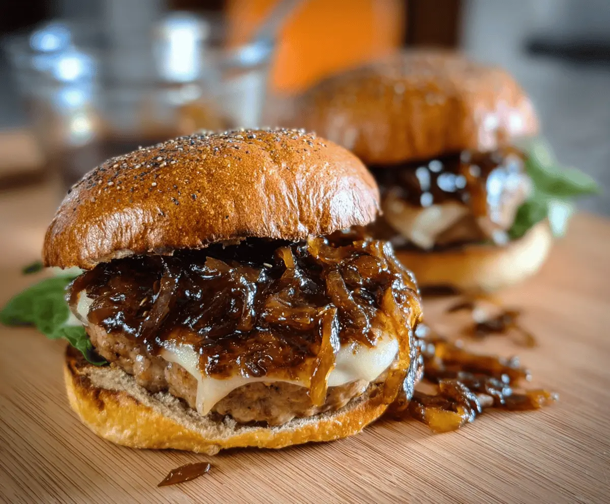 Savory Balsamic Caramelized Onion Turkey Burgers