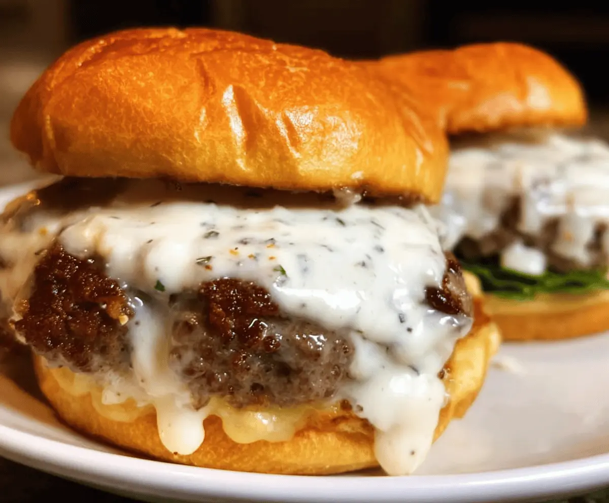 Garlic Overboard Burgers With Creamy Sauce