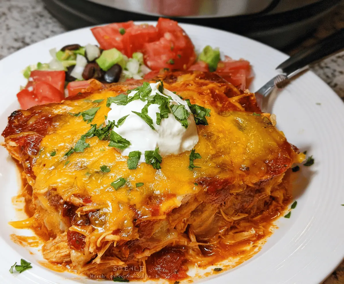 Easy Hearty Crockpot Chicken Enchilada Casserole