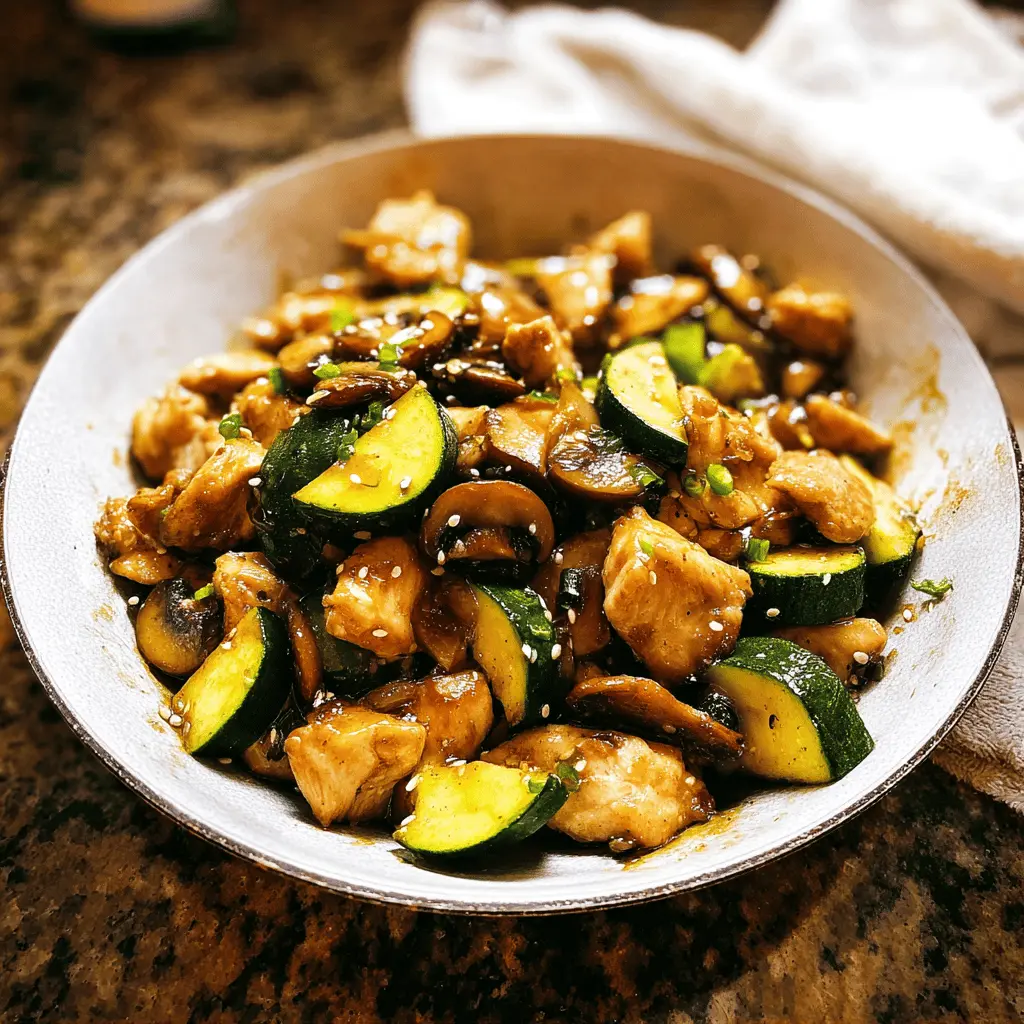Easy Zucchini Mushroom Chicken Stir Fry Recipe