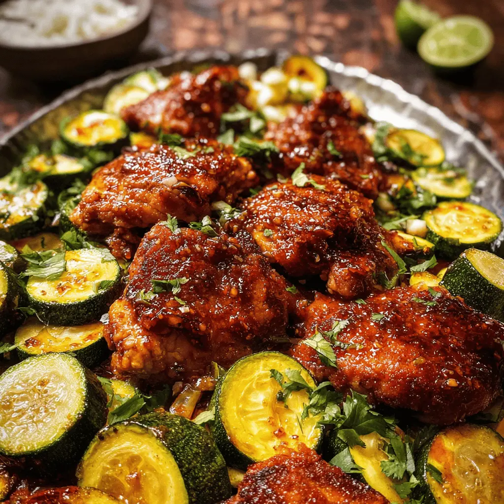 Easy Sheet Pan Hot Honey Garlic Chicken with Zucchini