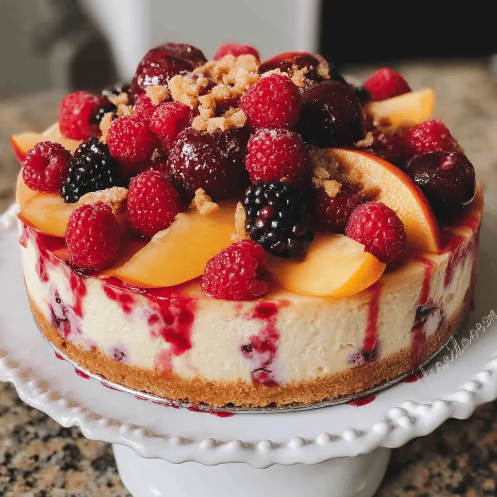 Fresh Summer Berry and Peach Cheesecake Recipe