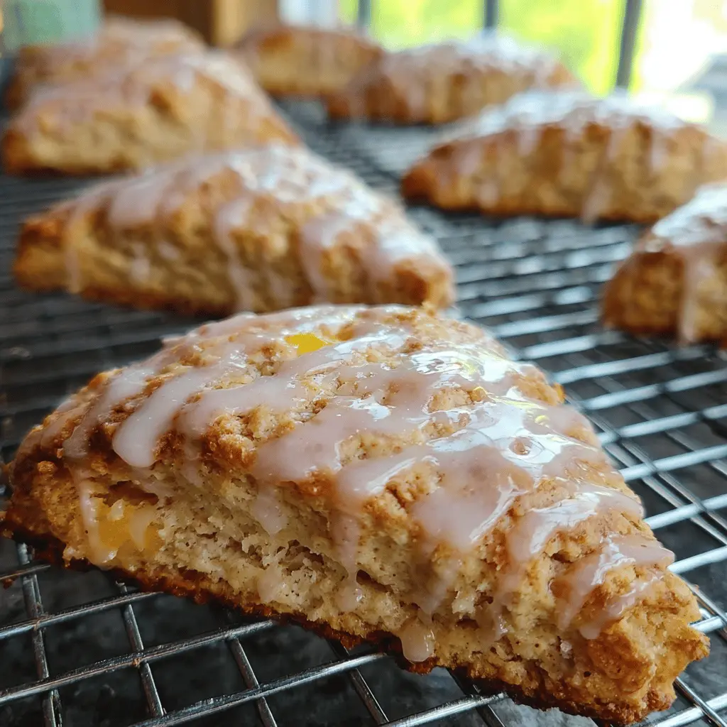 Easy Peach Pie Scones With Sweet Vanilla Glaze