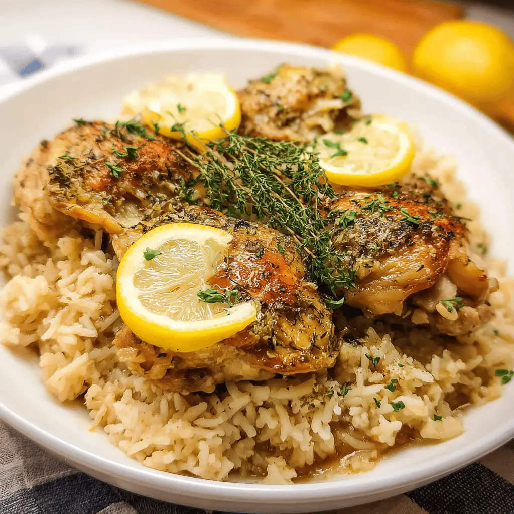Easy Slow Cooker Lemon Herb Chicken and Rice