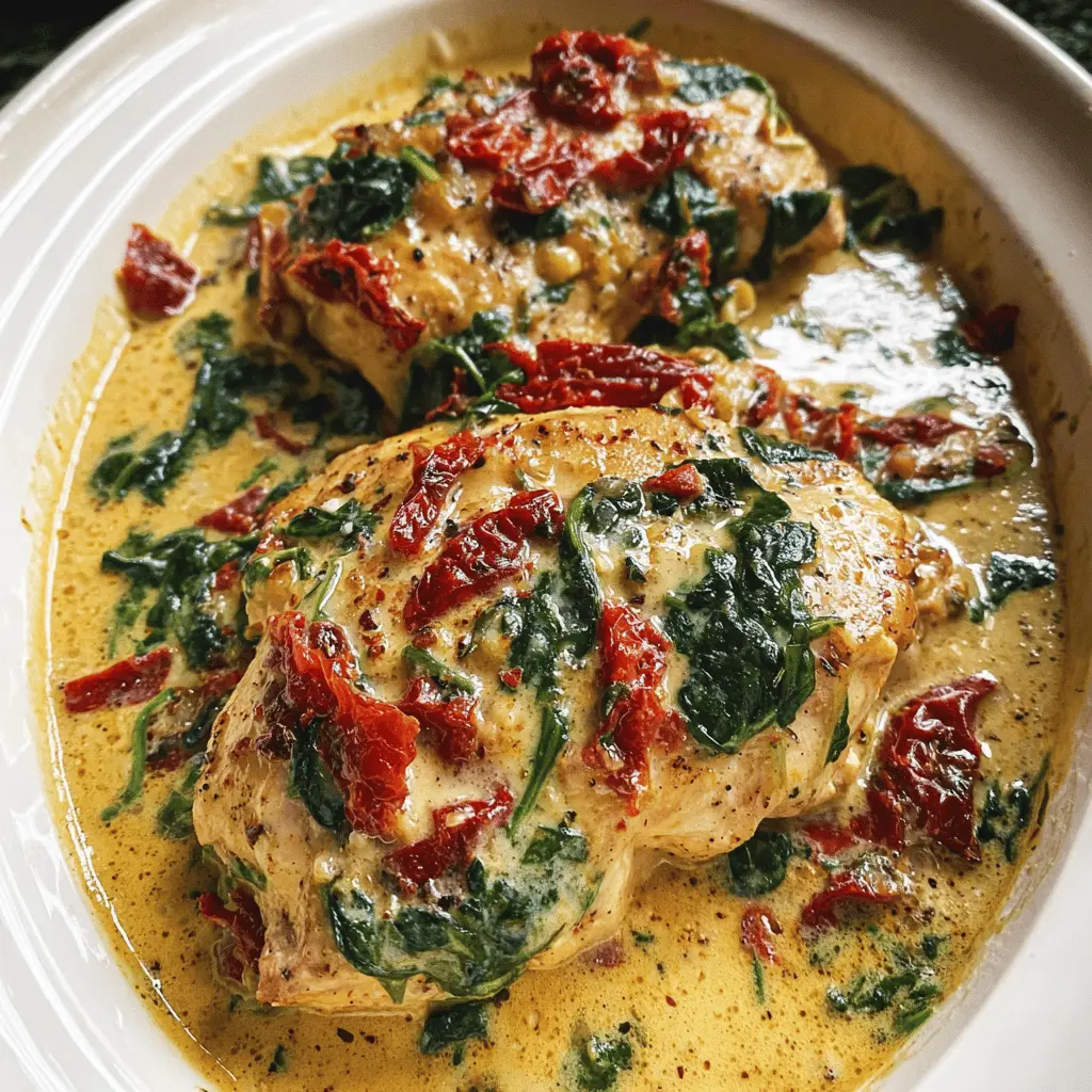 Easy Crockpot Tuscan Garlic Chicken with Spinach