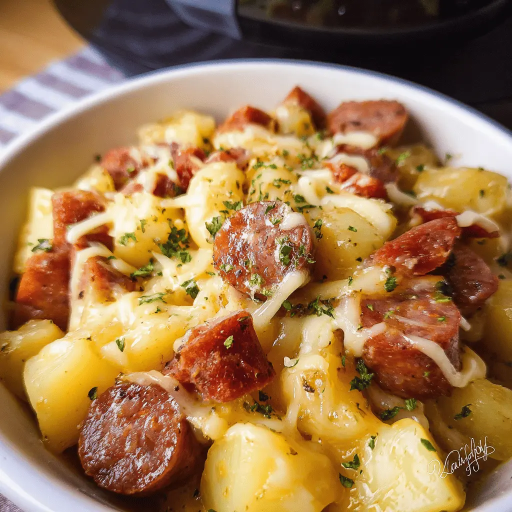 Easy Crockpot Cheesy Kielbasa Dinner Recipe