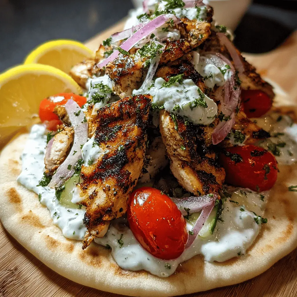 Greek Chicken Gyros with Lemon Herb Marinade and Tzatziki