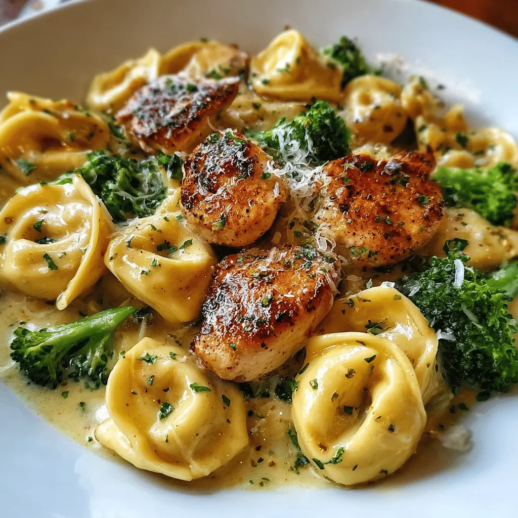 Creamy Garlic Parmesan Chicken Tortellini with Broccoli
