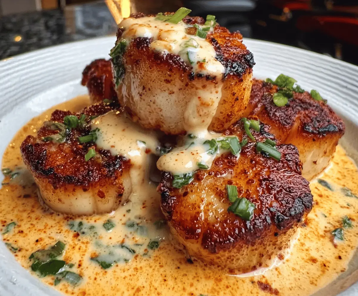 Seared Scallops with Creamy Spicy Cajun Sauce