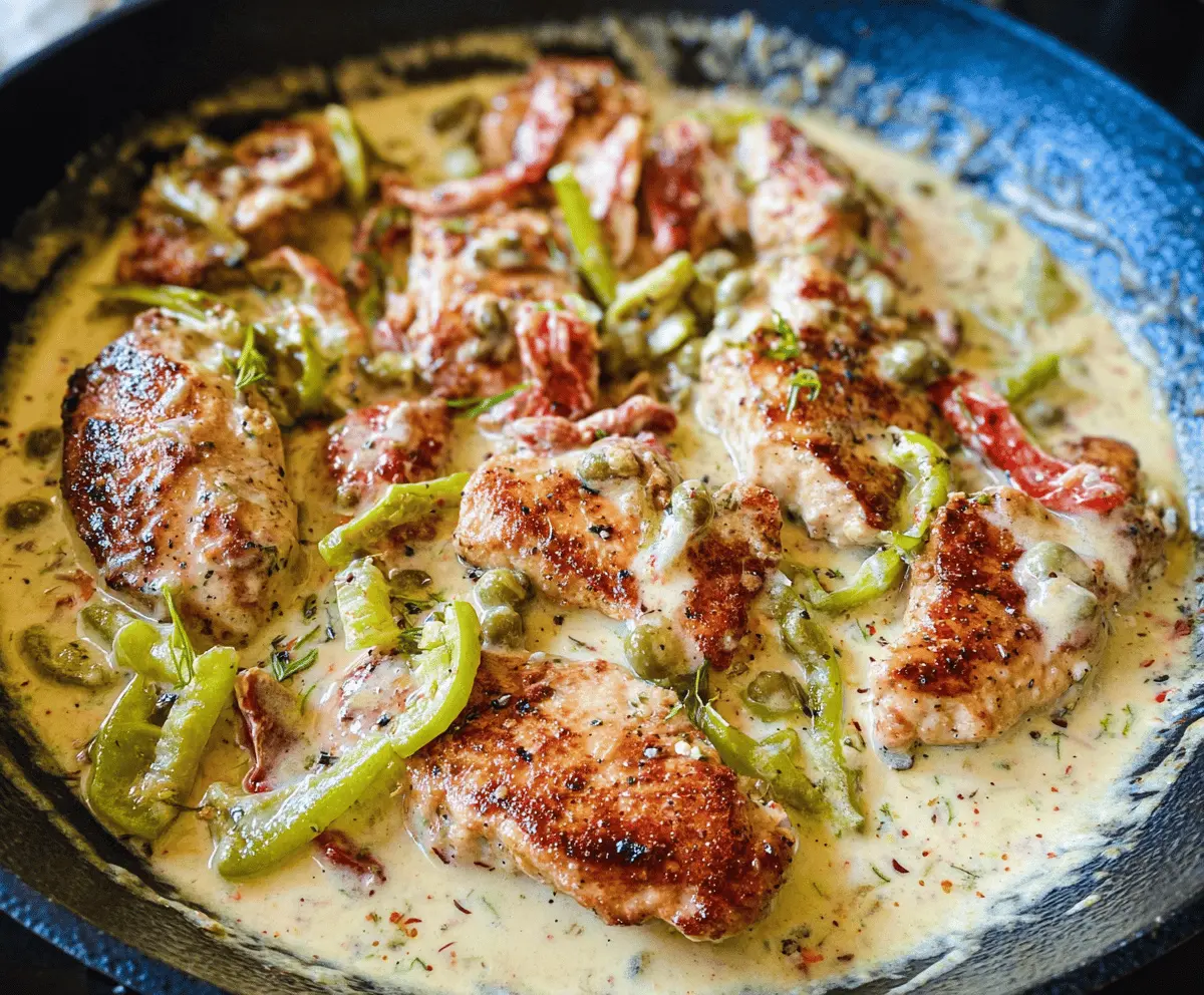Creamy Pepperoncini Chicken Skillet Recipe