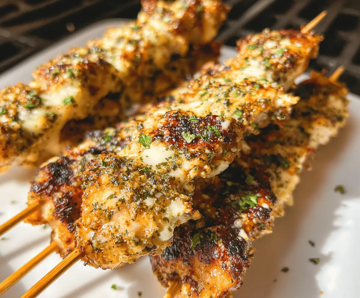Easy Grilled Ranch Garlic Parmesan Chicken Skewers