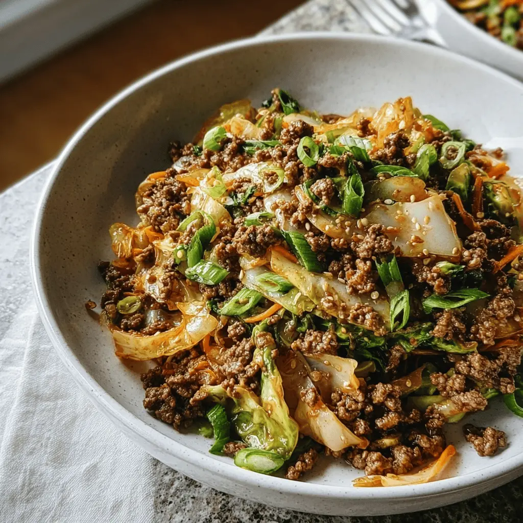 Easy Low-Carb Mongolian Beef and Cabbage Bowl